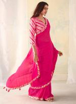 Georgette Hot Pink Party Wear Weaving Saree